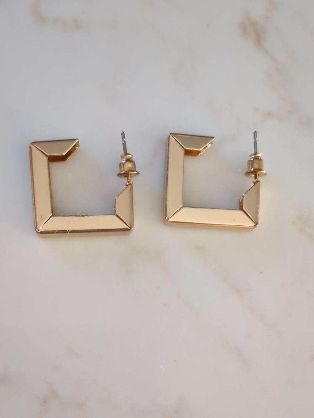 Gold Tone Square Earrings